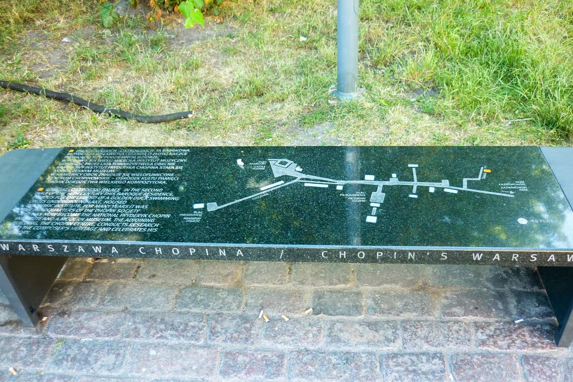 Banco em homenagem a Chopin em Varsóvia