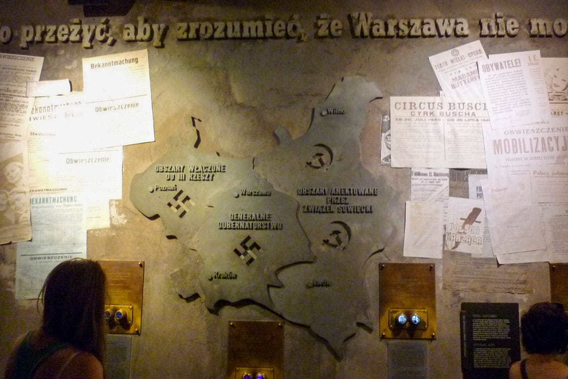 Mapa da guerra no Museu do Levante de Varsóvia