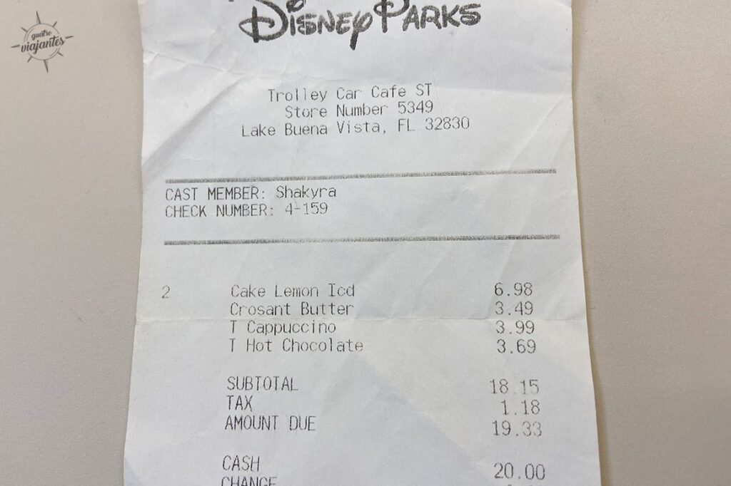 Nota da Disney com a cobrança da Sales Tax