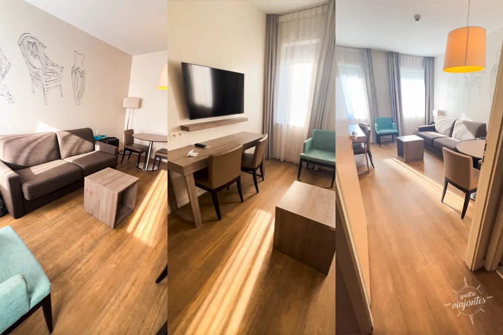 Hospedagem em Bruxelas, visão da sala do Citadines Apart'hotel